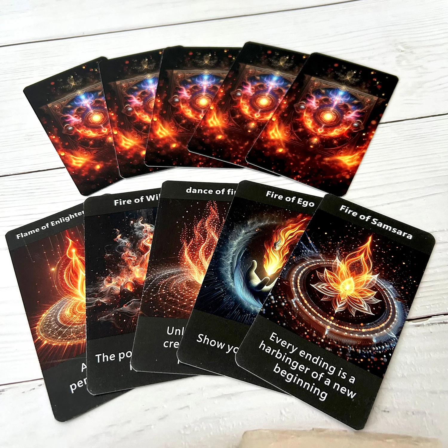 Flame Subconscious Power Thickening 52PCS 68*120mm Oracle Tarot Cards Board Games Psychological Comfort Innovation