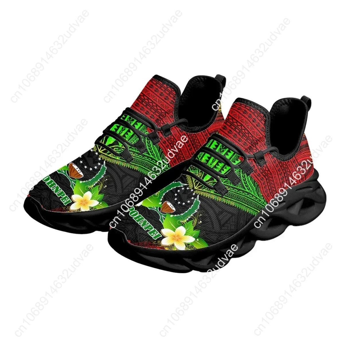 Polynesian Pohnpei Plumeria Design Ladies Cushion Mesh Shoes Summer Breathable Air Running Sneakers Casual Tennis view 3