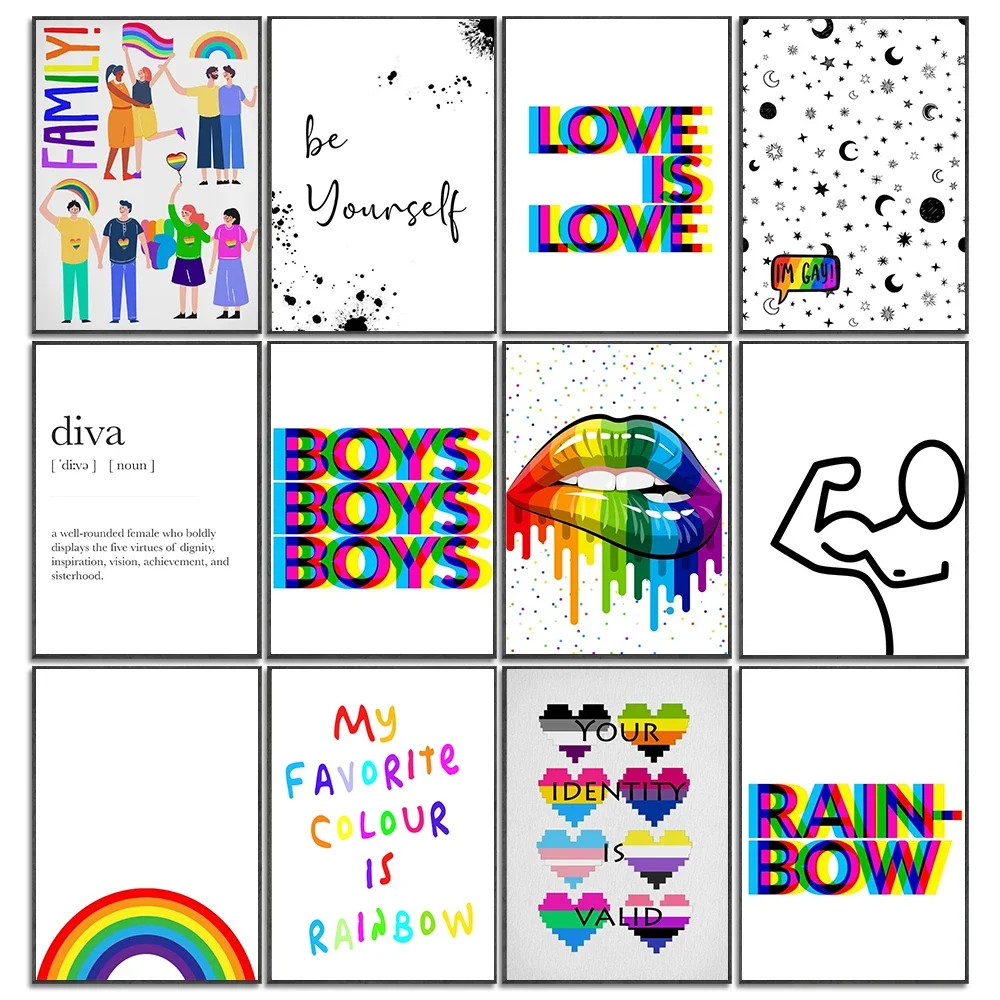 Lgbtq Pride Love Is Love Gay Transgender Rainbow Minimalism Prints Posters Nordic Modern Painting Gay Pride Gifts  Home Decor
