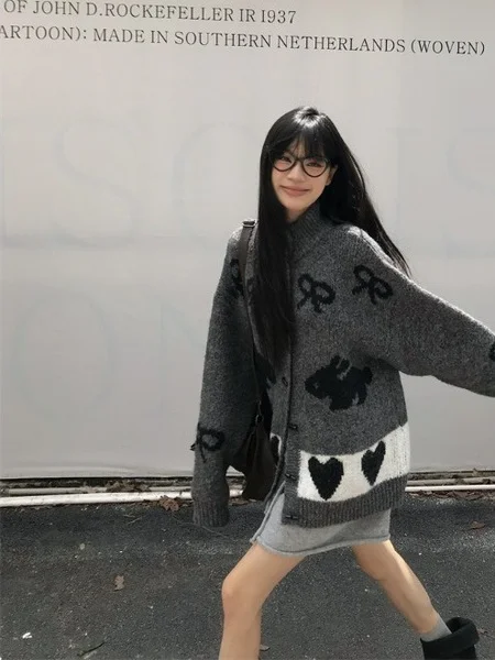 

Thiened вязаный открытый кардиган с узором и узлом, женский модный осенне-зимний теплый длинный свитер-пальто