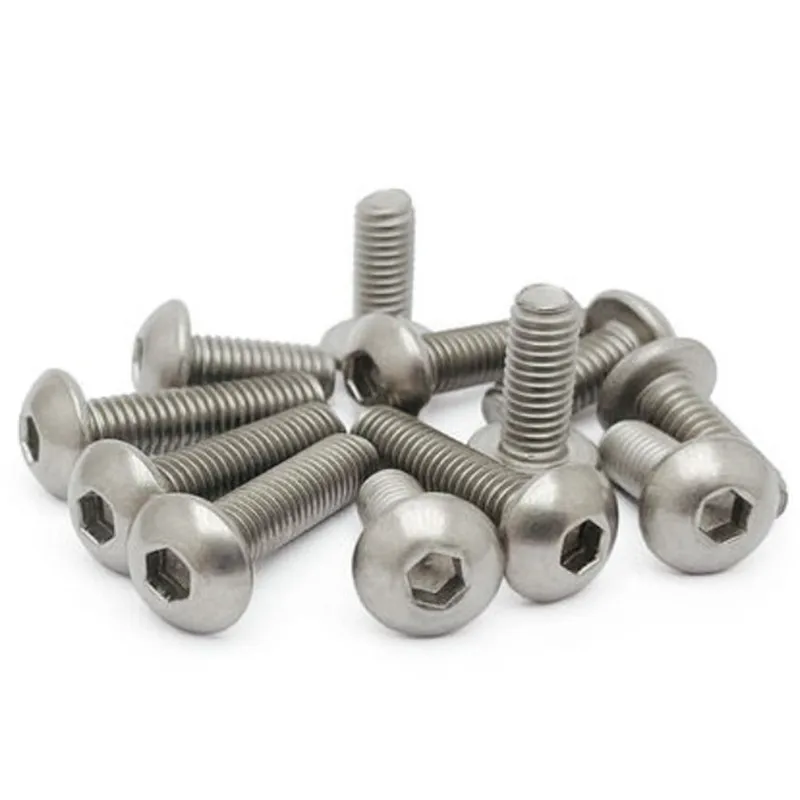 Leijiu 5-10Pcs/lot ISO7380 TA2 GR2 M2 M2.5 M3 M4 M5 M6 M8 Pure Titanium Hex Socket Button Head Screw Bolts