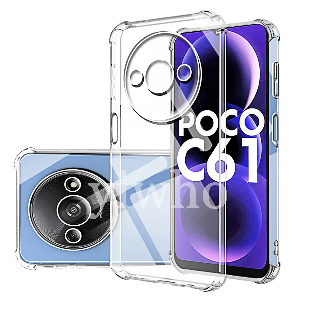 Transparent Phone Case for Xiaomi Poco C61 C65 X6 M6 Pro 4G 5G Shell Protective Camera Back Clera Covers Pocco Poxo Poko