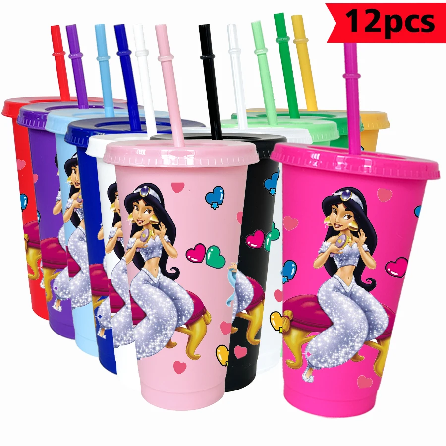 

12pcs/pack Disney Jasmine Princess Love 26oz multicolor plastic water cup party drinkware birthday/back to school gift