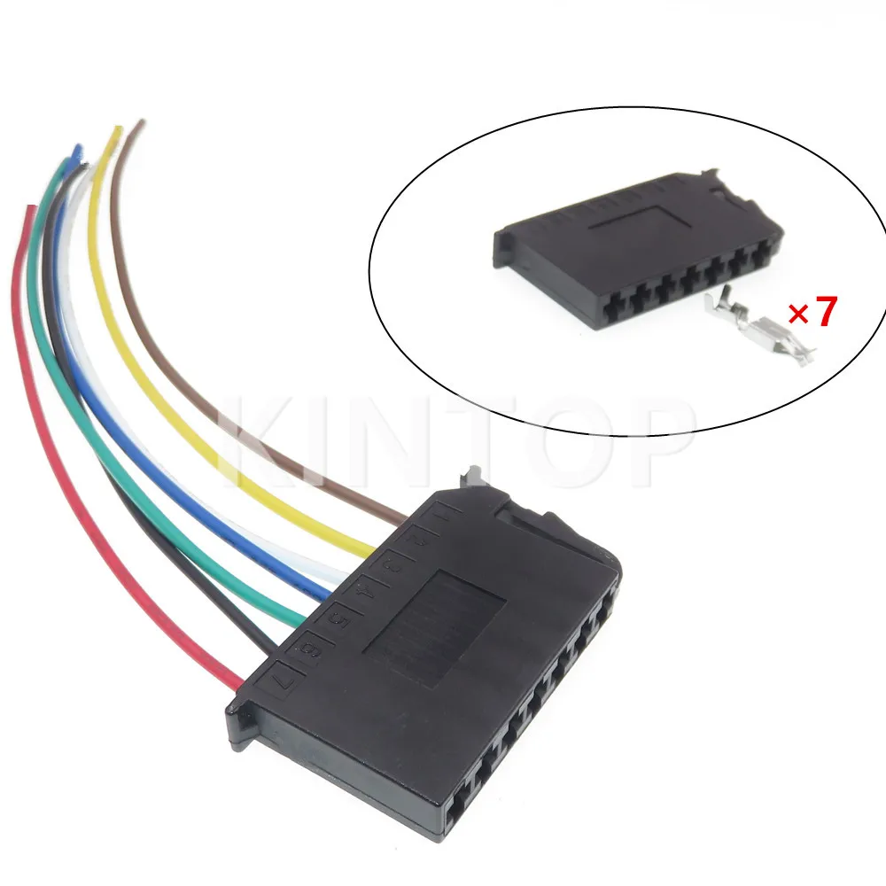 1 Set 7 Pins 2.8 Series Automobile Unsealed Plug AC Assembly Auto Modification Parts Automobile Wire Socket With Terminal