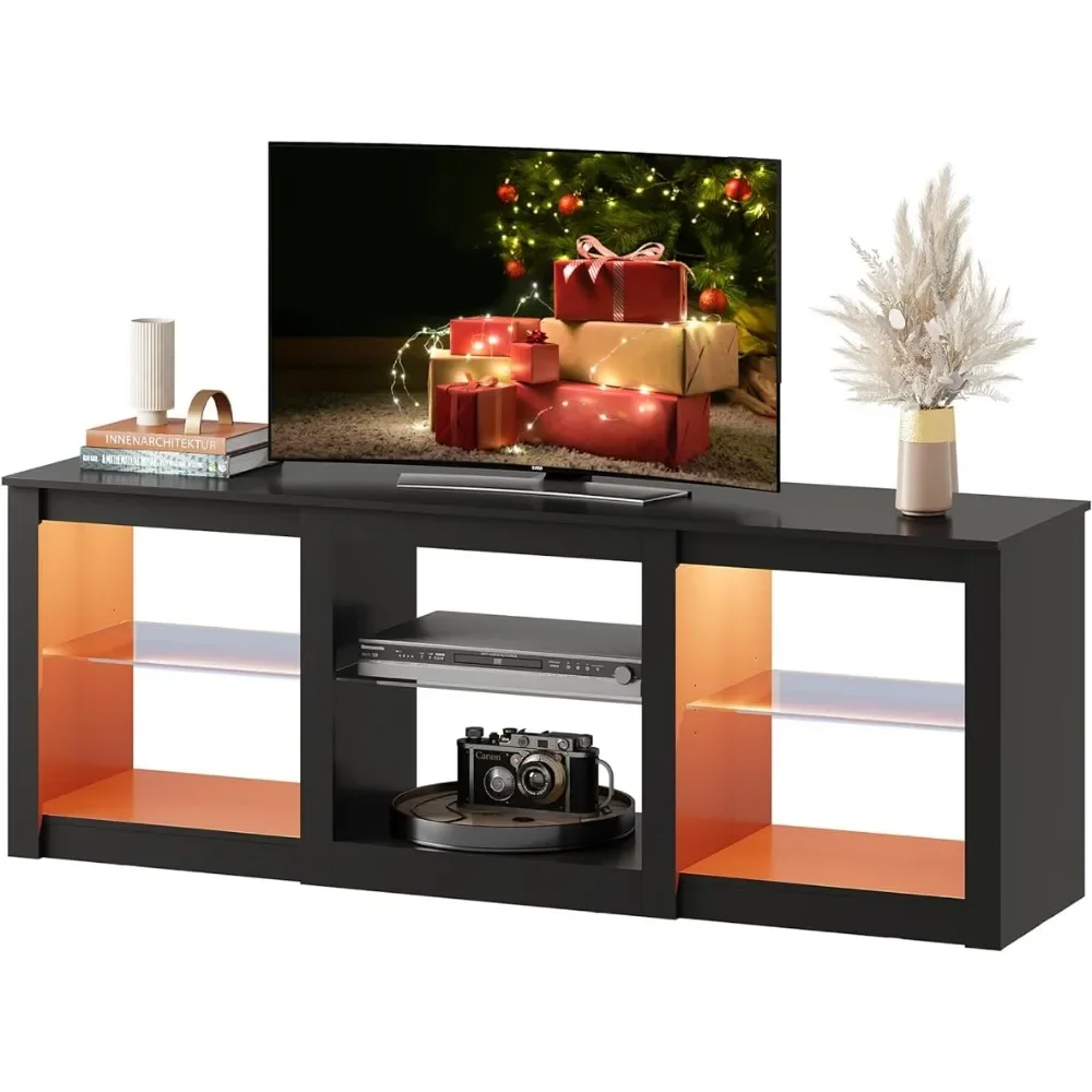 Living Room Furniture for Tv Decoration TV Stand With LED Lights for TVs Up to 65 Inch Media Console With Storage Wall Shelves