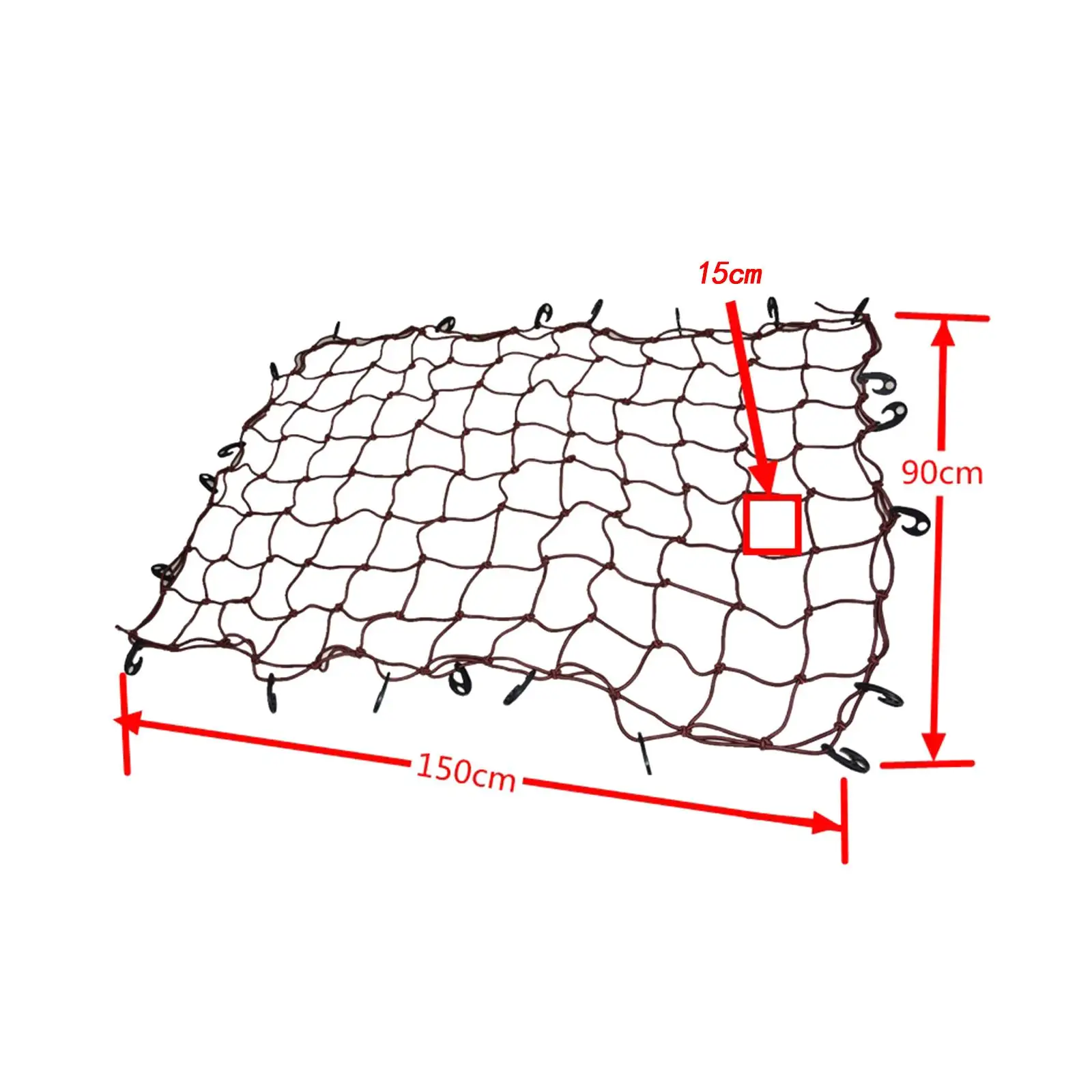 Durable Rubber Cargo Mesh Net Universal Roof Rack Square Grid Storage Net with Hooks for SUV Trailer Car Trunk Loading