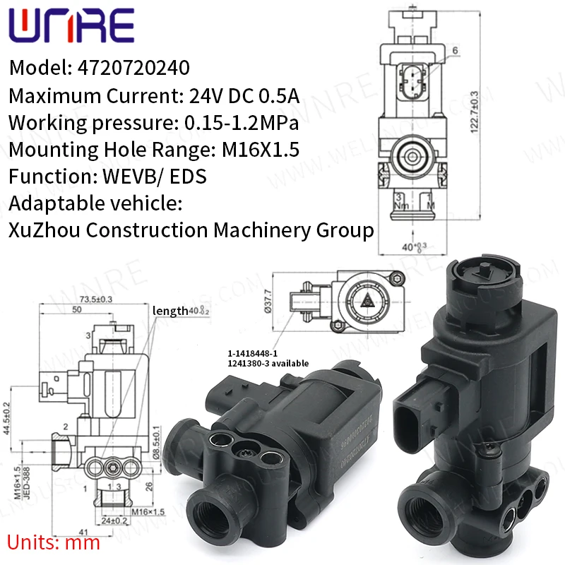 1pcs Two-Position Three-Way Solenoid Pneuma Valve 24VDC0.5A for Sinotruk/Shacman Delong/Steyr Original Accessories Exhaust Brake