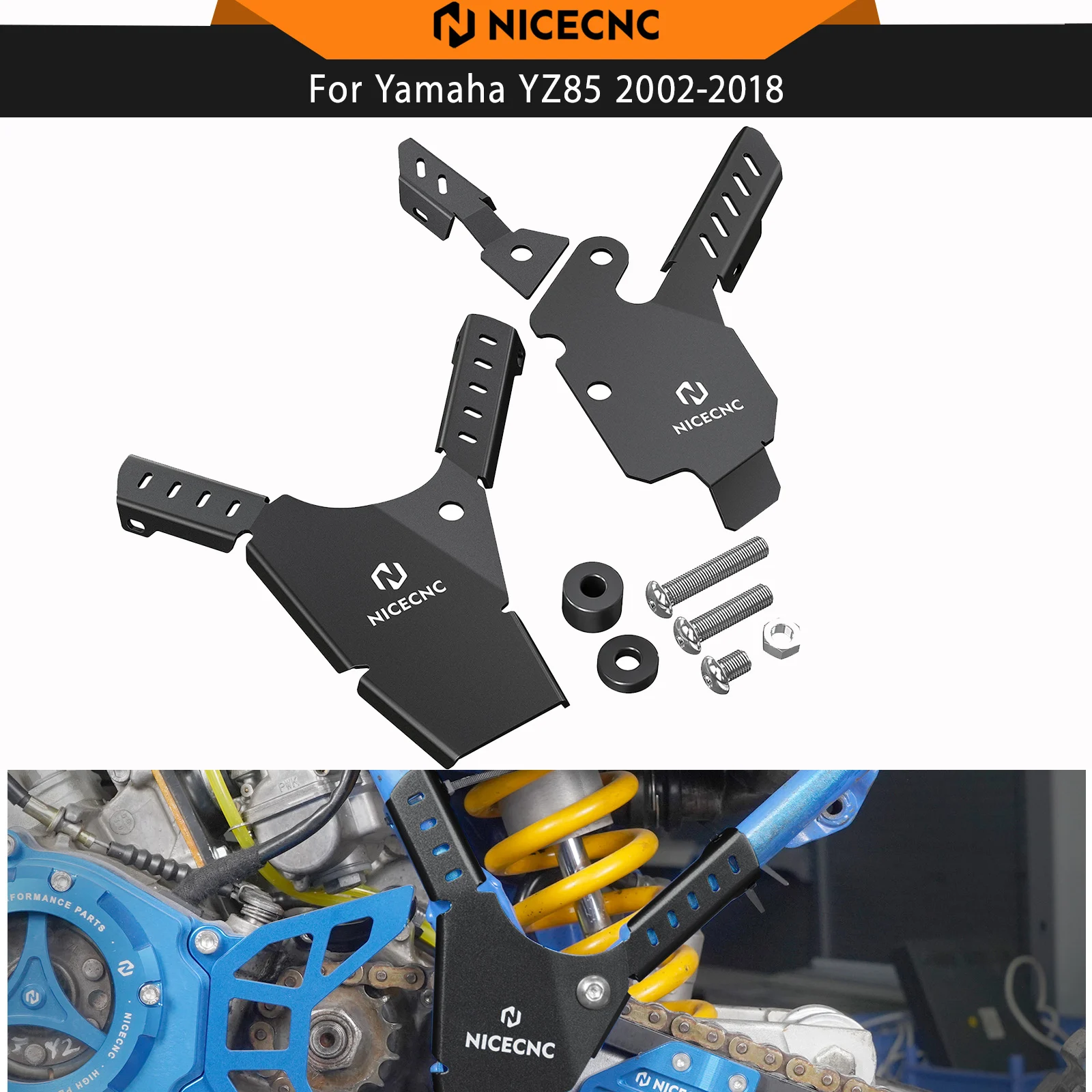 

NICECNC Aluminium Left & Right Frame Guards Protector Cover For Yamaha YZ85 YZ 85 2002-2021 2020 2019 2018 2017 2016 2015 2014