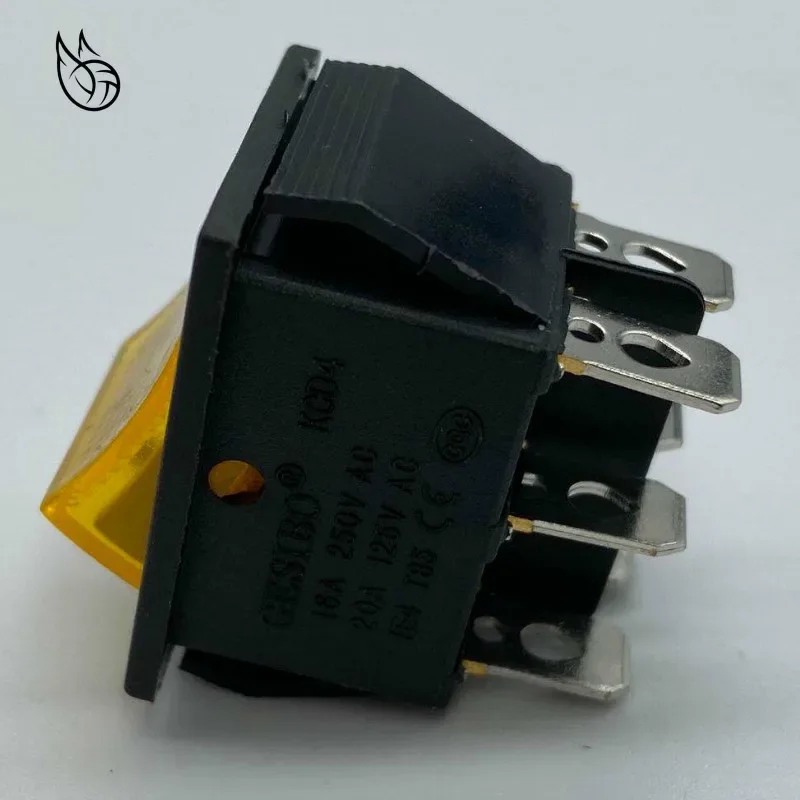 Self-Lock KCD4 Rocker Switch Power Switch 3 Position 6 Pins With Light 16A 250VAC/ 20A 125VAC