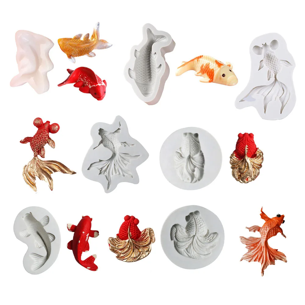 Large,Small Koi Fish Silicone Mold Chinese Style Goldfish Fondant Mold Gum Paste,Fondant,Clay Mold DIY Hand Craft