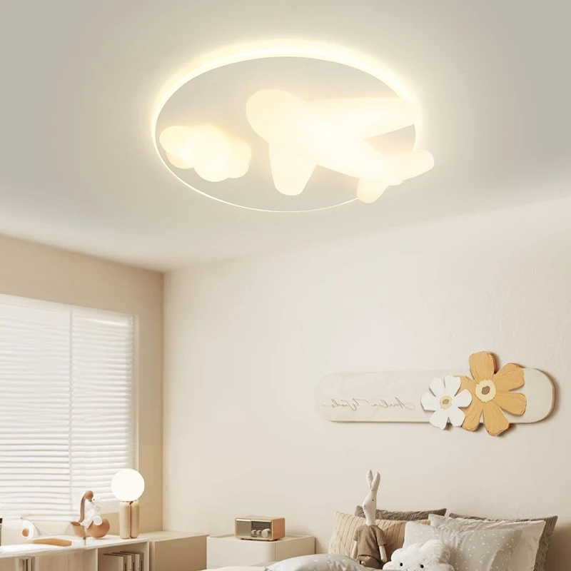 New Full Spectrum Cream Style Bedroom Room Ceiling Lights Modern Simple Eye Protection Children's Room Airplane Cartoon Light