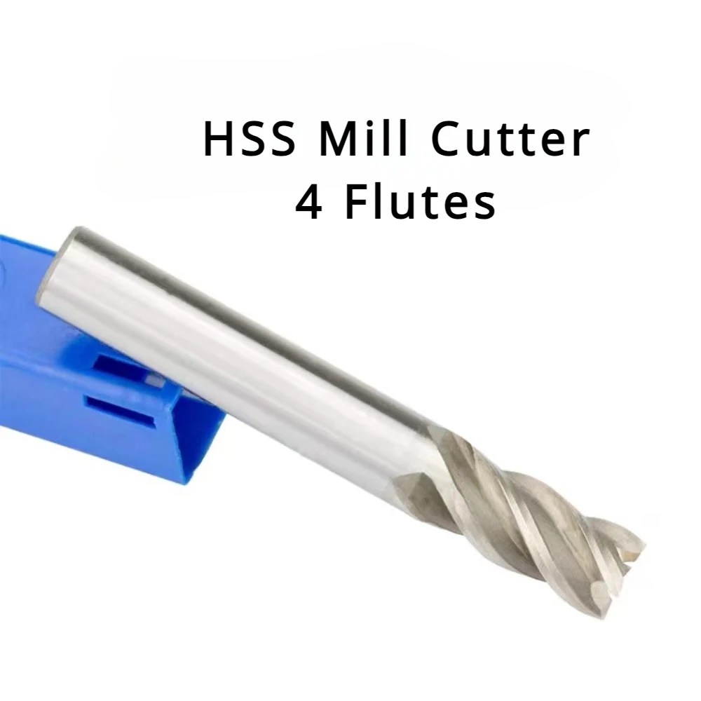 HRC35° 1/3pcs 2-25mm HSS Mill Cutter 4 Flutes Extra Long Aluminum Solid Hard White Steel Cutting Tool 8/10/12/14/16/18mm