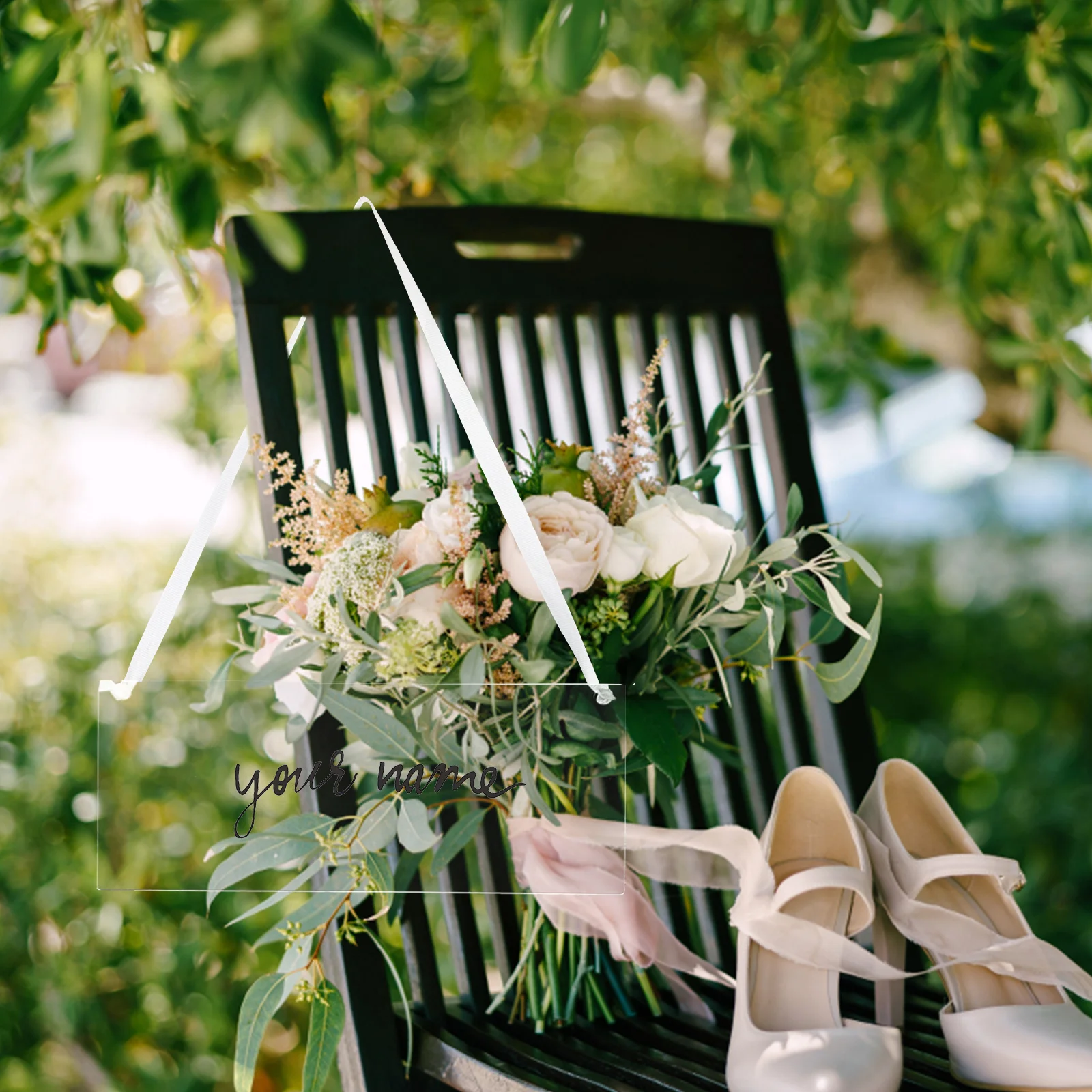 

6Pcs Acrylic Reserved Seating Signs for Wedding Chair Minimalist Design Hanging Decor Elegant Gathering