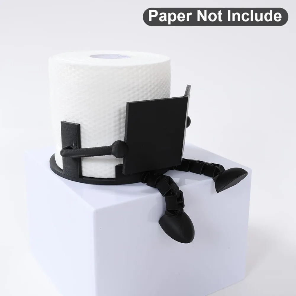 New 3D Printed Toilet Paper Holder PP Black White Roll Towel Stand Reading Buddy Table Stand Decorative Ornament Bathroom Use