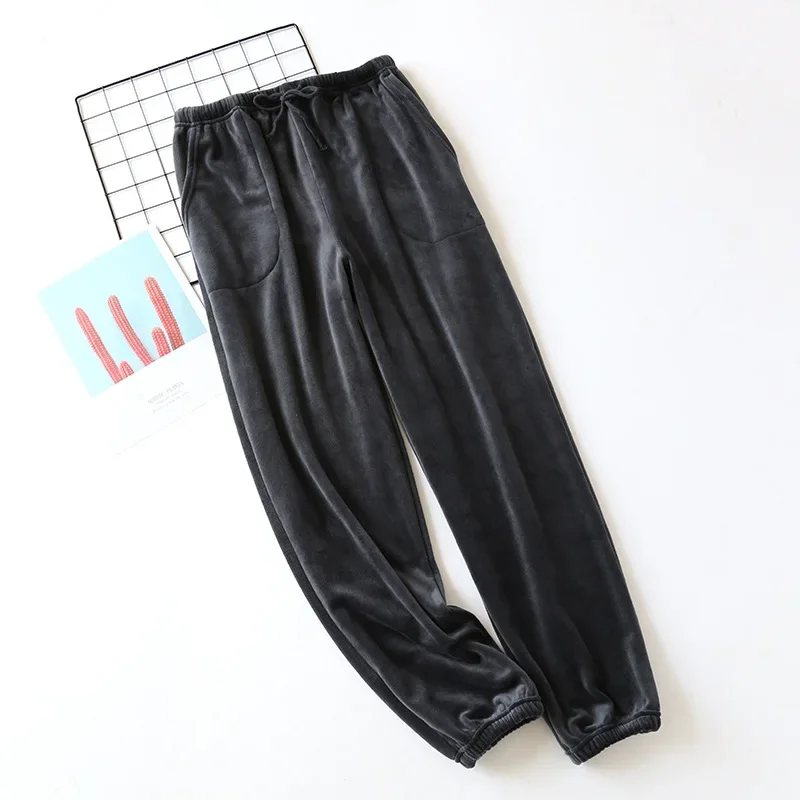 Autumn and winter new couple velvet trousers warm men pants thick warm pants home pants women pajama pants flannel lounge pants