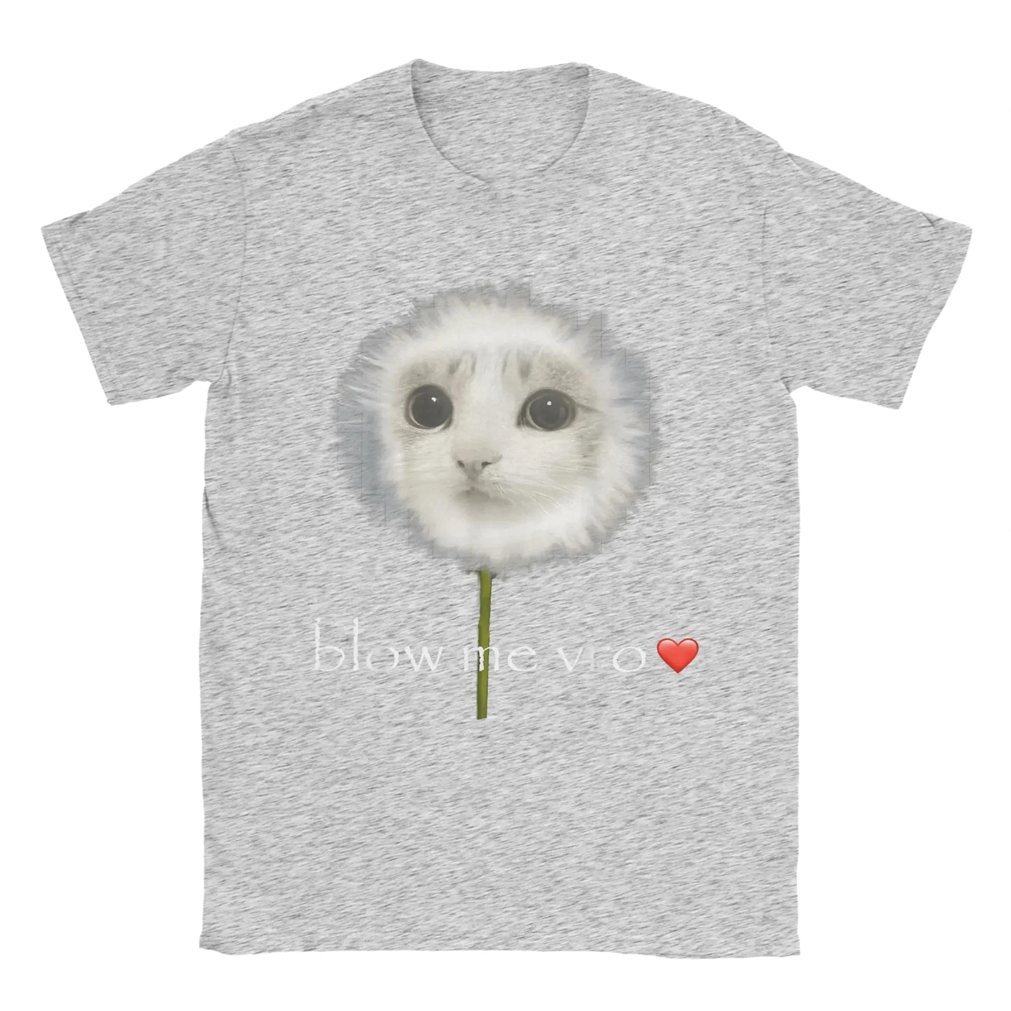 Funny Blow Me Dandelion Cat Owl Meme Men's Round Collar Y2k Gothic Oversized Top Clothing Tee Match Day Meowl T-Shirt