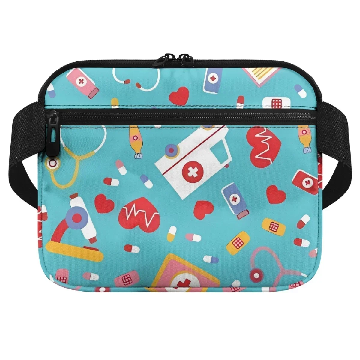 Adjustable Nurse Waist Bags Cartoon Ambulance Healthcare Equipment Print Fashion Ladies Organizer Pouch Multi Pocket Belt Bags