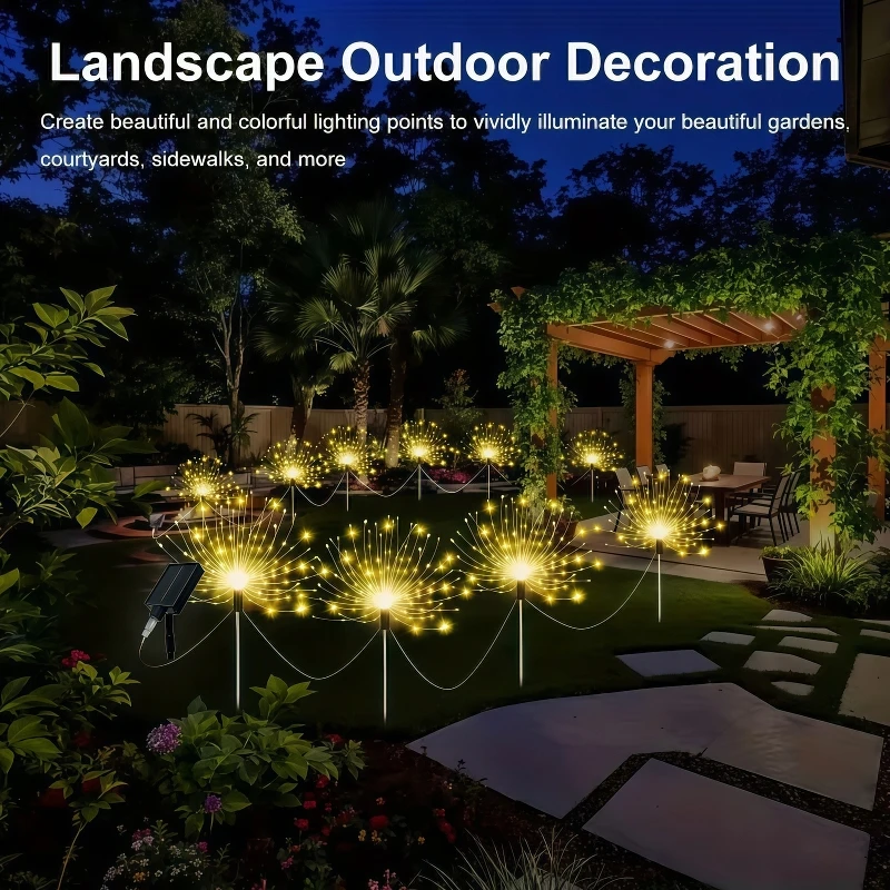 4er/6er-Set Solar-Gartenleuchten für den Außenbereich, intelligente Solar-Feuerwerkslichter für Garten, Terrasse und Feiertagsdekorationen – Detail 4