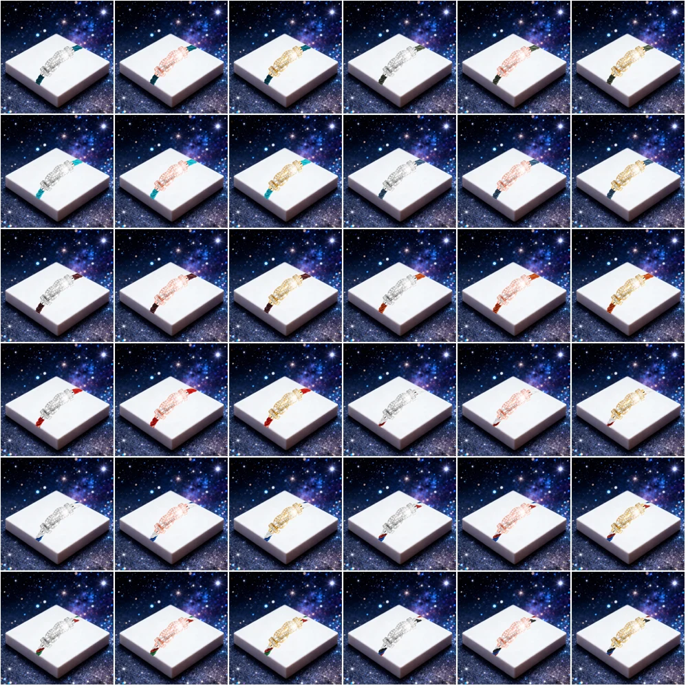 

KUXM New 925 Silver Blue Nylon Full Zircon L Size Eight Character Bracelet Female Daily Party Gifts Luxurious Couple Jewelry