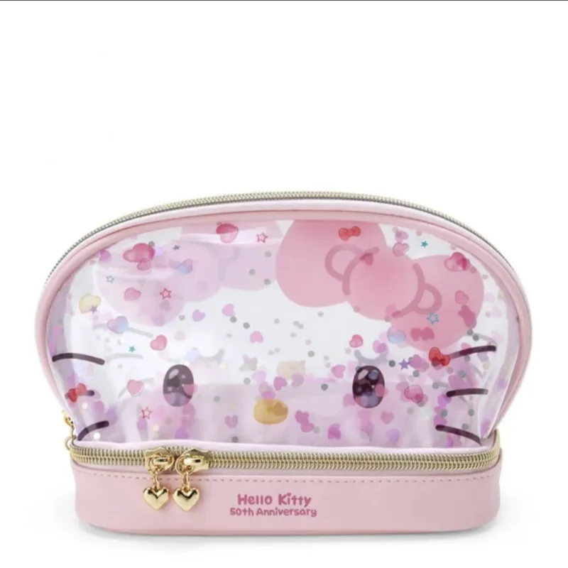 Sanrio Hello Kitty Makeup Bag Fashion Women Cosmetic Storage Bag Portable Toiletry Organizer Female Travel Clutch Bag Handbags