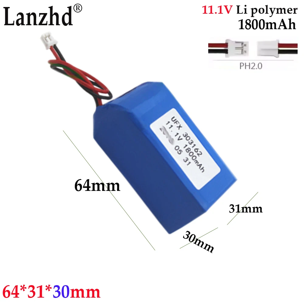 3S1P Li lithium battery 11.1V For Smart lighting smart water pump induction speaker visual door lock battery 303162 1800mAh