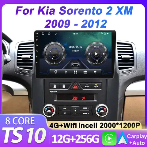 Kia Sorento 2 XM 2009 – 2012 용 차량용 멀티미디어 비디오 라디오 플레이어 무선 안드로이드 자동 CarPlay 8 코어 GPS 네비게이션 2 Din RDS
