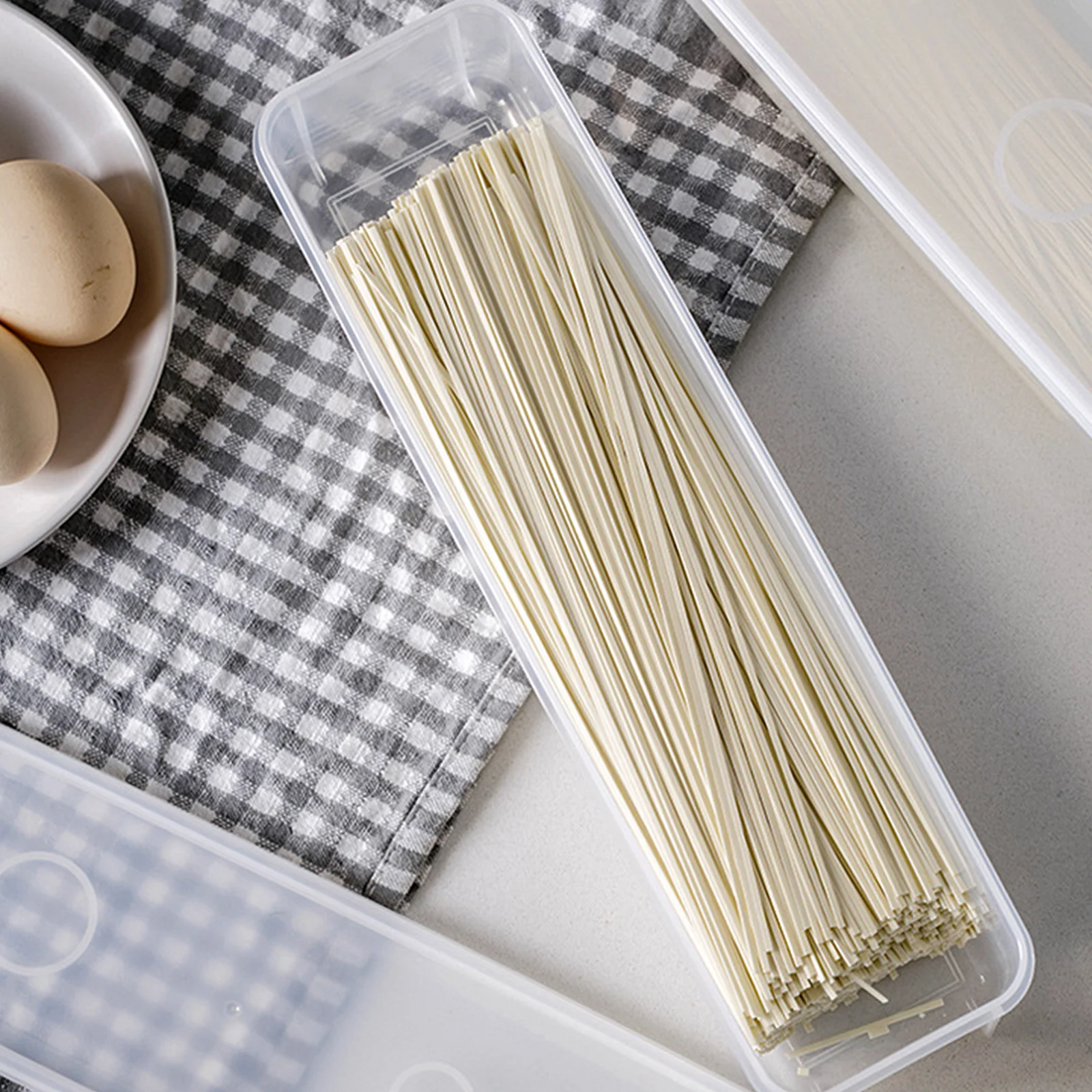 

2pcs Noodle Spaghetti Container Refrigerator Preservation Box Food Case Coarse Cereals Box Fridge Crisper Sealing Storage