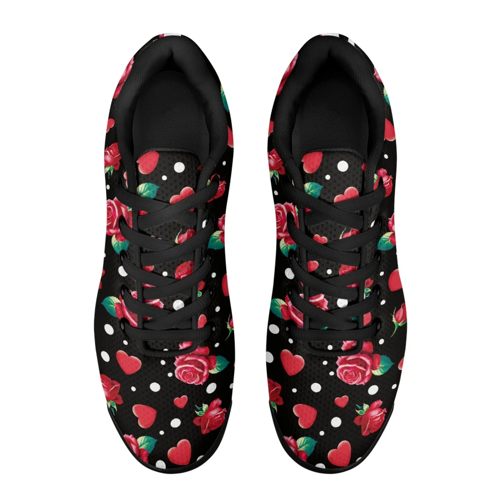 PENSTROLL Heart-shaped Roses Comfort Tennis Sneakers Cross Trainers for Mens Modern Fashion Sneakers