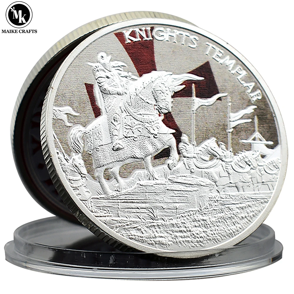 European Knights Templar Commemorative Coin Metal Pauperes Commilitones Christi Templique Solomonici Silver Coin Collection Gift