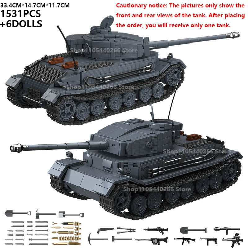 1402-delige modelbouwset van de zware tank Sabre Tiger, militair decoratiestuk in de vorm van een Tiger-tank, een leuk verjaardagscadeau voor tieners.