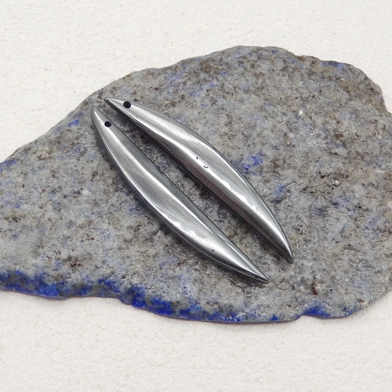 Natural Gemstone Hematite Beads for Jewelry Making Earrings Accessories 47x7x4mm 8g - view 3