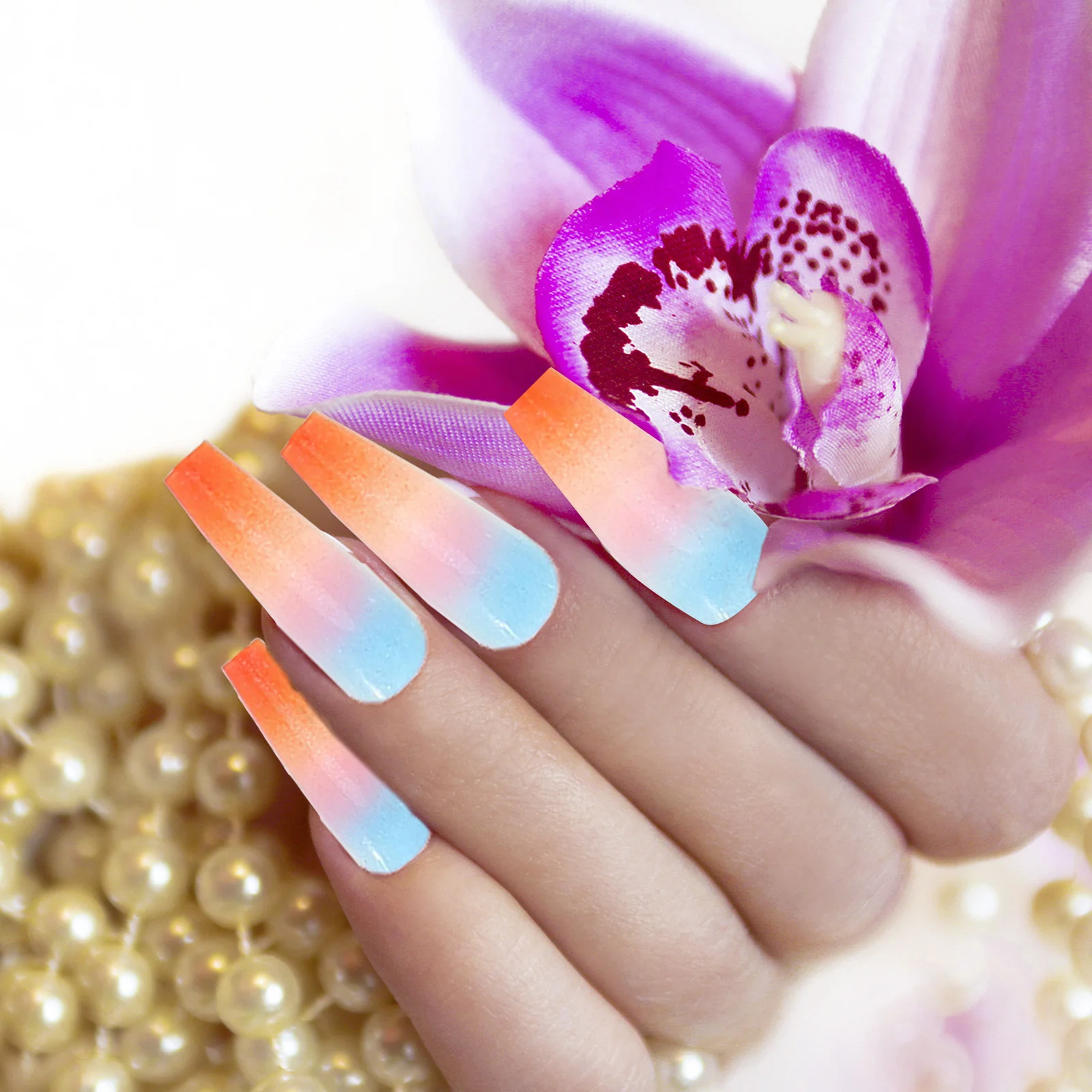 144 قطعة من الأظافر المزيفة المتدرجة للأطفال، تغطية كاملة للفتيات الصناعيات، ديكور للأطفال