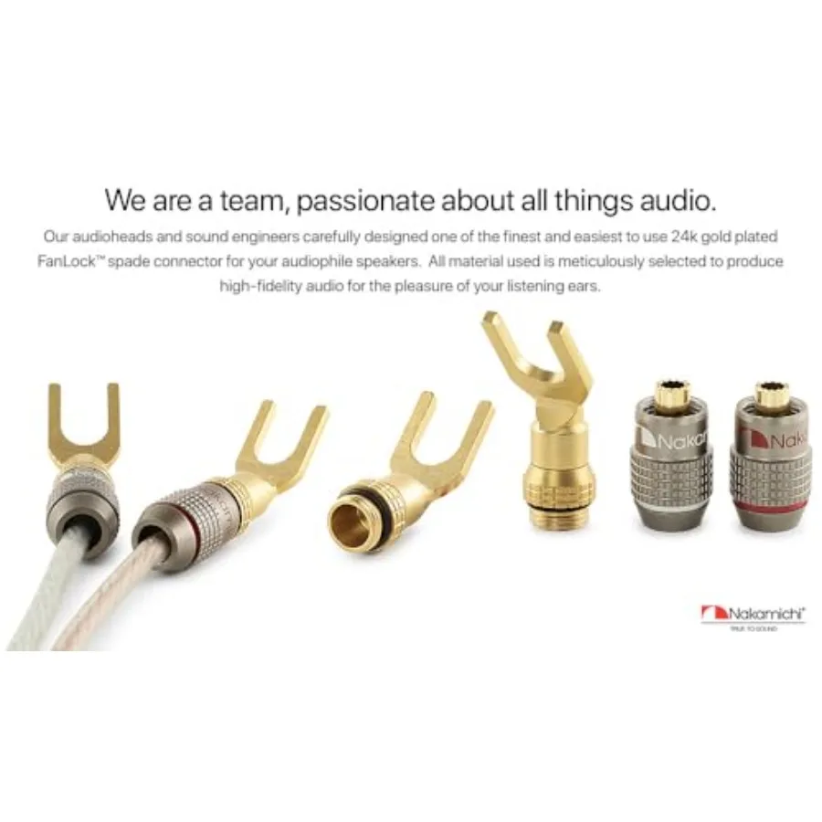 FanLock Excel Series 24k Gold Plated Spade Connector Banana Plug 10 AWG - 18 AWG Gauge Size 4mm for Speakers Amplifier Hi-Fi Ho view 4