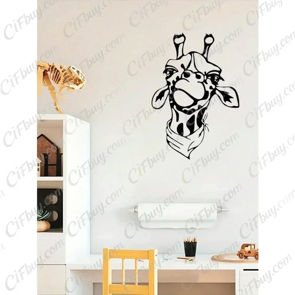 CIFbuy Metal Wall Art Giraffe Head with Scarf Cutout Metal Sign Hanging Wall Decor Home Living Room Bedroom Indoor Outdoor Wall