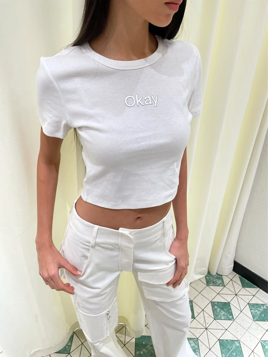 

BabesoQ Silver Liquid Metal Print Slim Fit Elastic Short Sleeve TEE round Neck Short Length Cotton 100% Commute Style T-shirt
