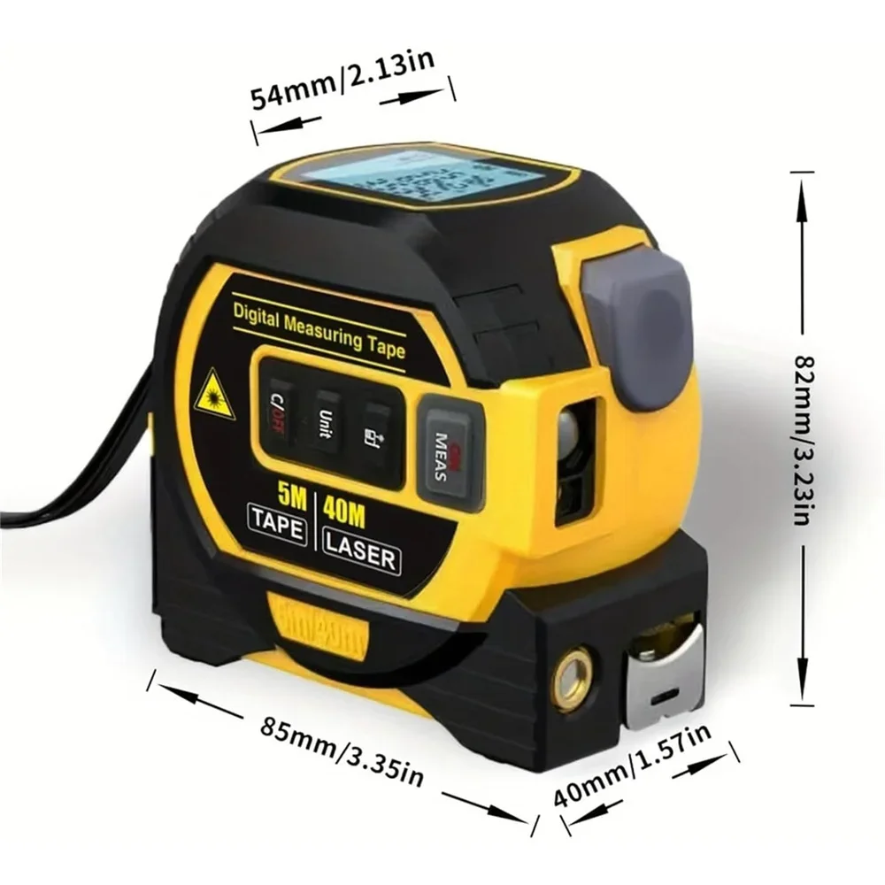 3in1 Laser Tape Measure 40/60M Laser 5M Tape 20 Data Storage LCD Display with Backlight ABS Case Construction DIY Home Use