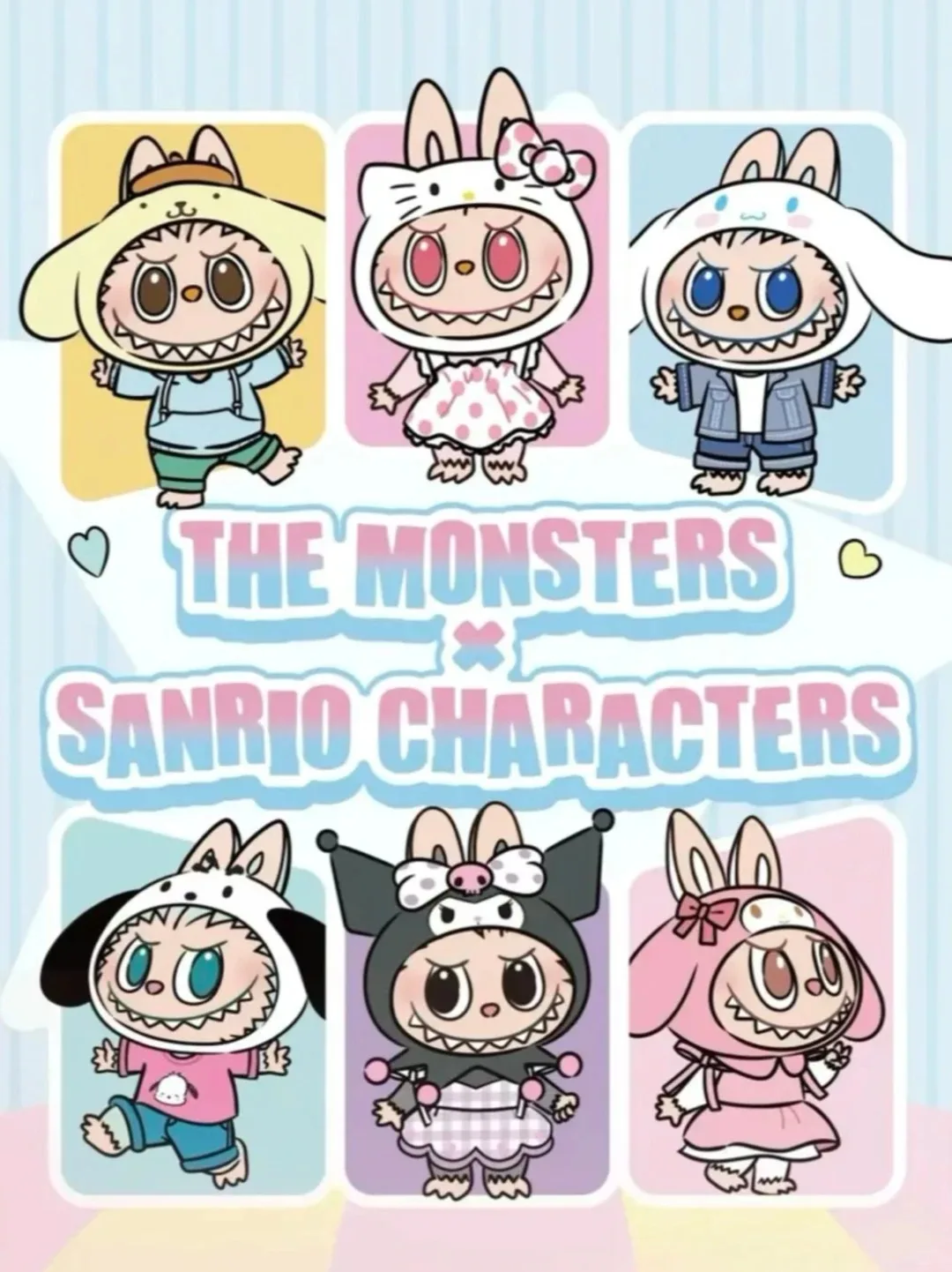 POP MART LABUBU × HELLO KITTY Большая кукла и THE MONSTERS