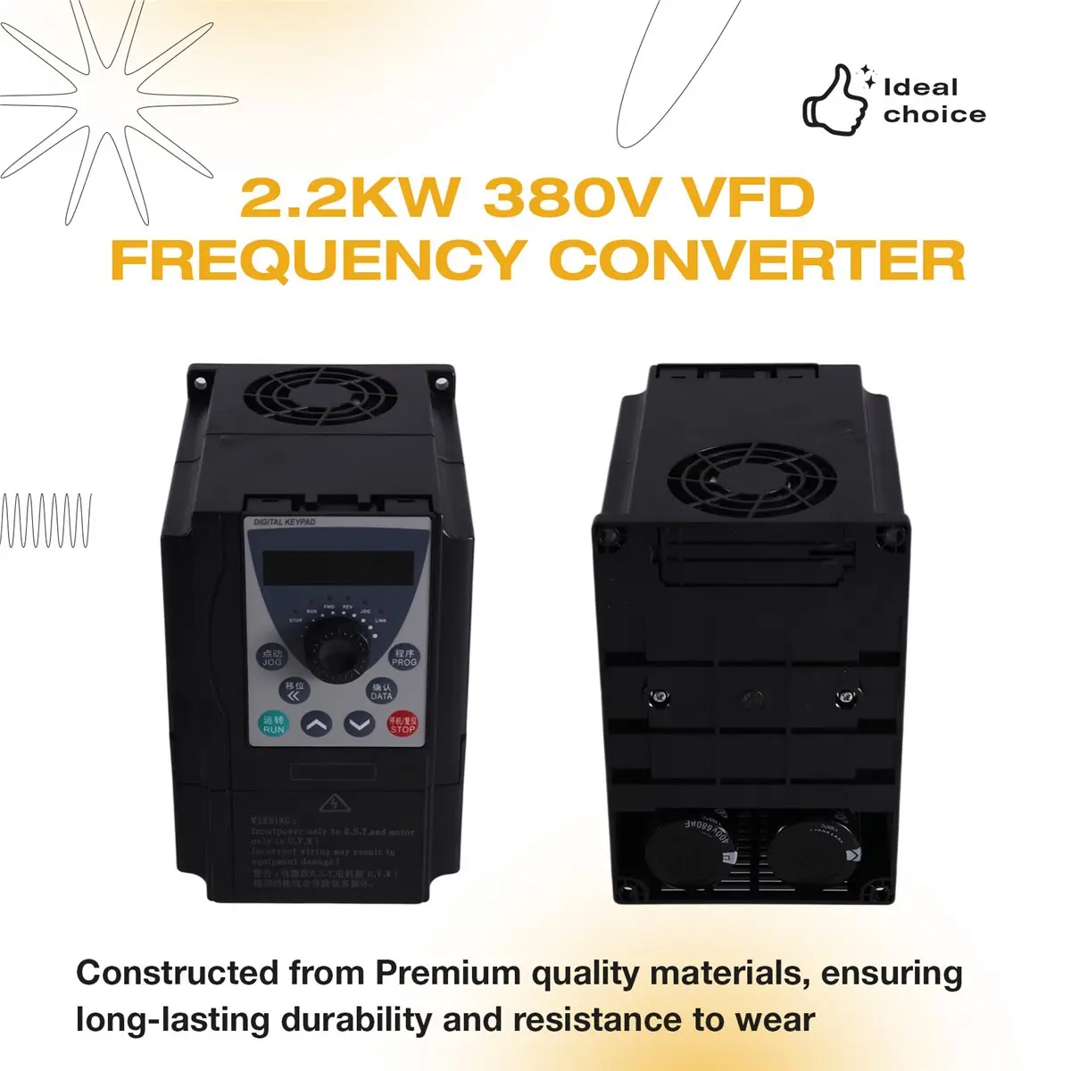 2.2kw Three Phase 380V VFD Frequency Converter Motor Speed Controller 380V Inverter Industrial Motor Control