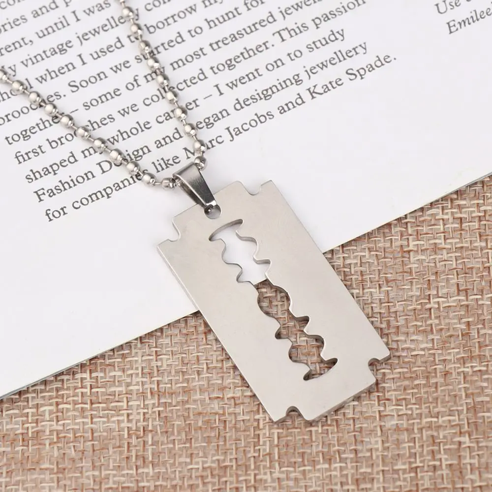 Punk Street Hip Hop Pendant Razor Blade Shaped Dogtag  Stainless Steel