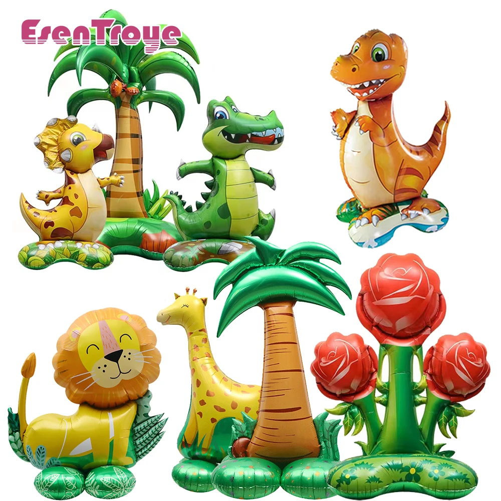 Large Standing Jungle Animal Balloons Foil Safari Birthday Decorations Dinosaur Birthday Balloon for Girls Boys Kids Gift Favors