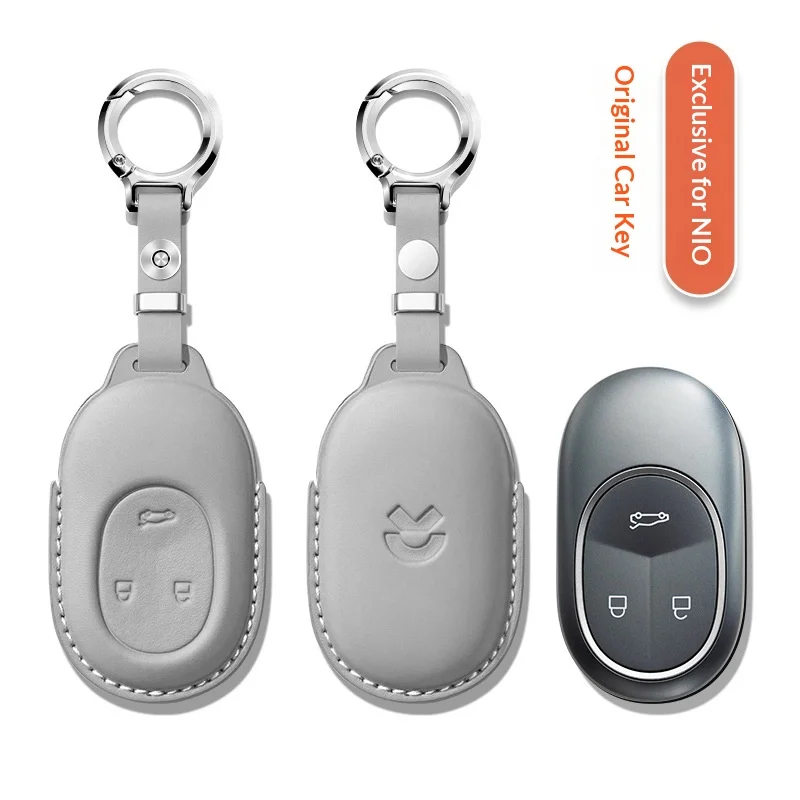 For NIO ET7 car key cover first-layer cowhide high-end key cover buckle interior modification