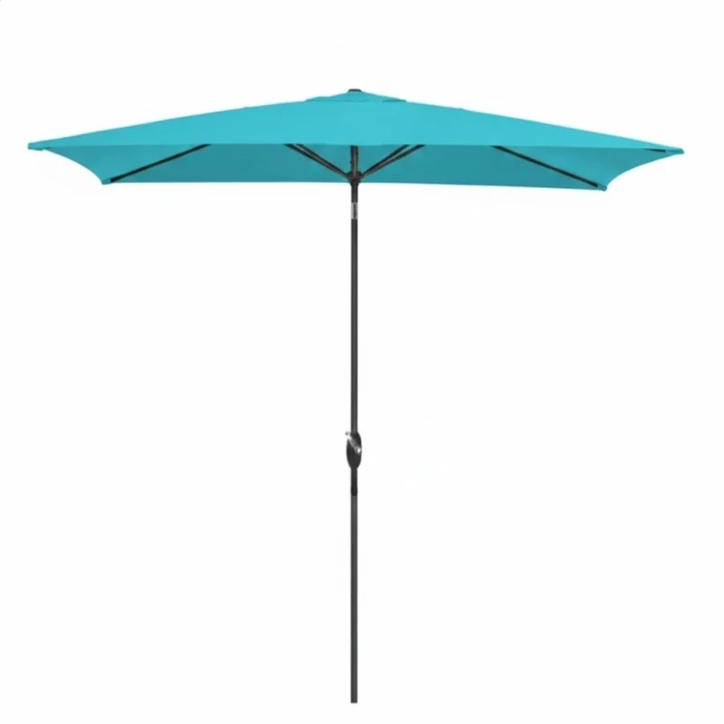 6.5 x 10 ft Turquoise Patio Umbrella with Crank Tilt, Polyester UV-Resistant Canopy for Pool Backyard Patio (No Base)