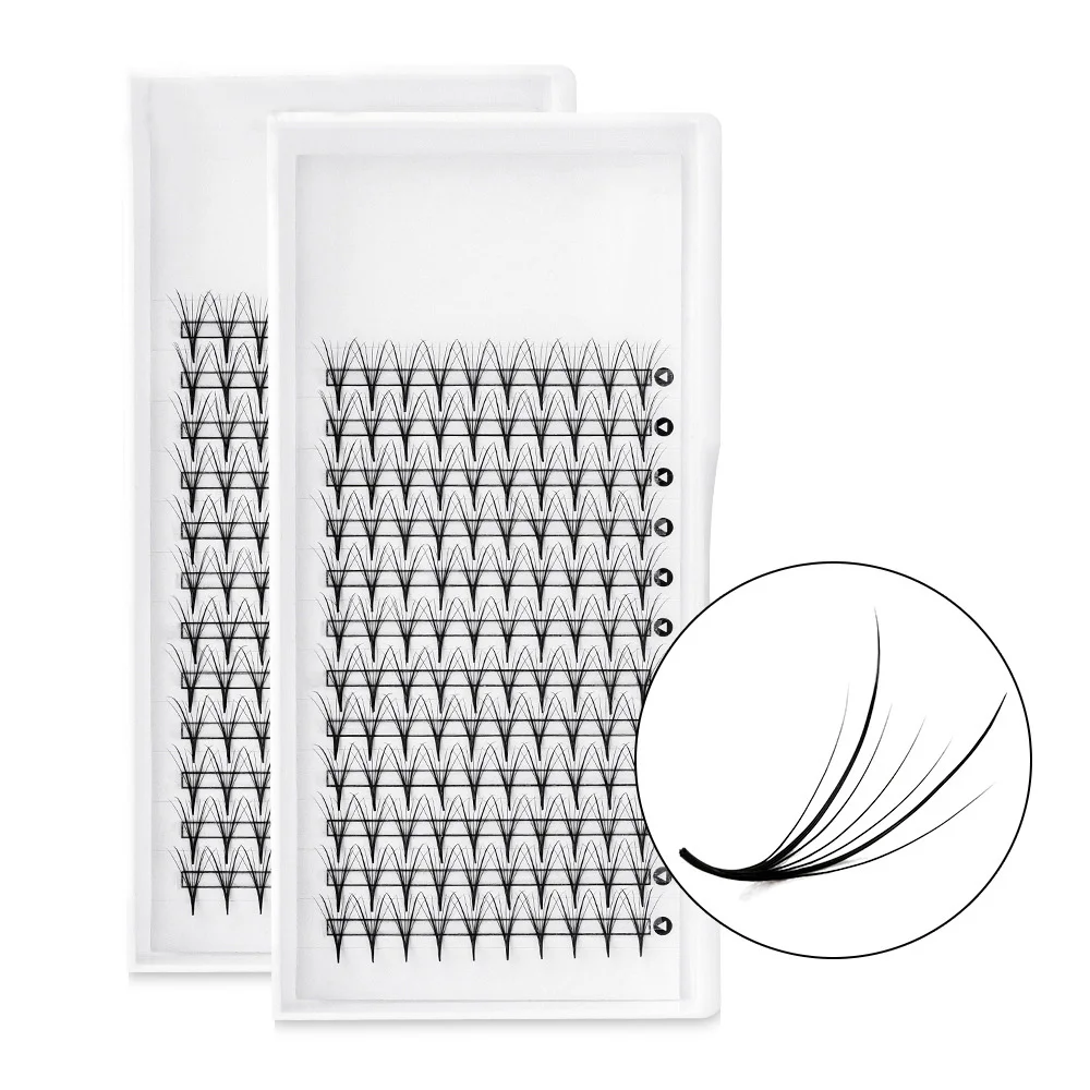 Soft 9D Easy Fan Eyelash Extensions - 3 Spikes Short Stem Premade Volume Lashes, Professional Natural Fluffy False Eyelashes