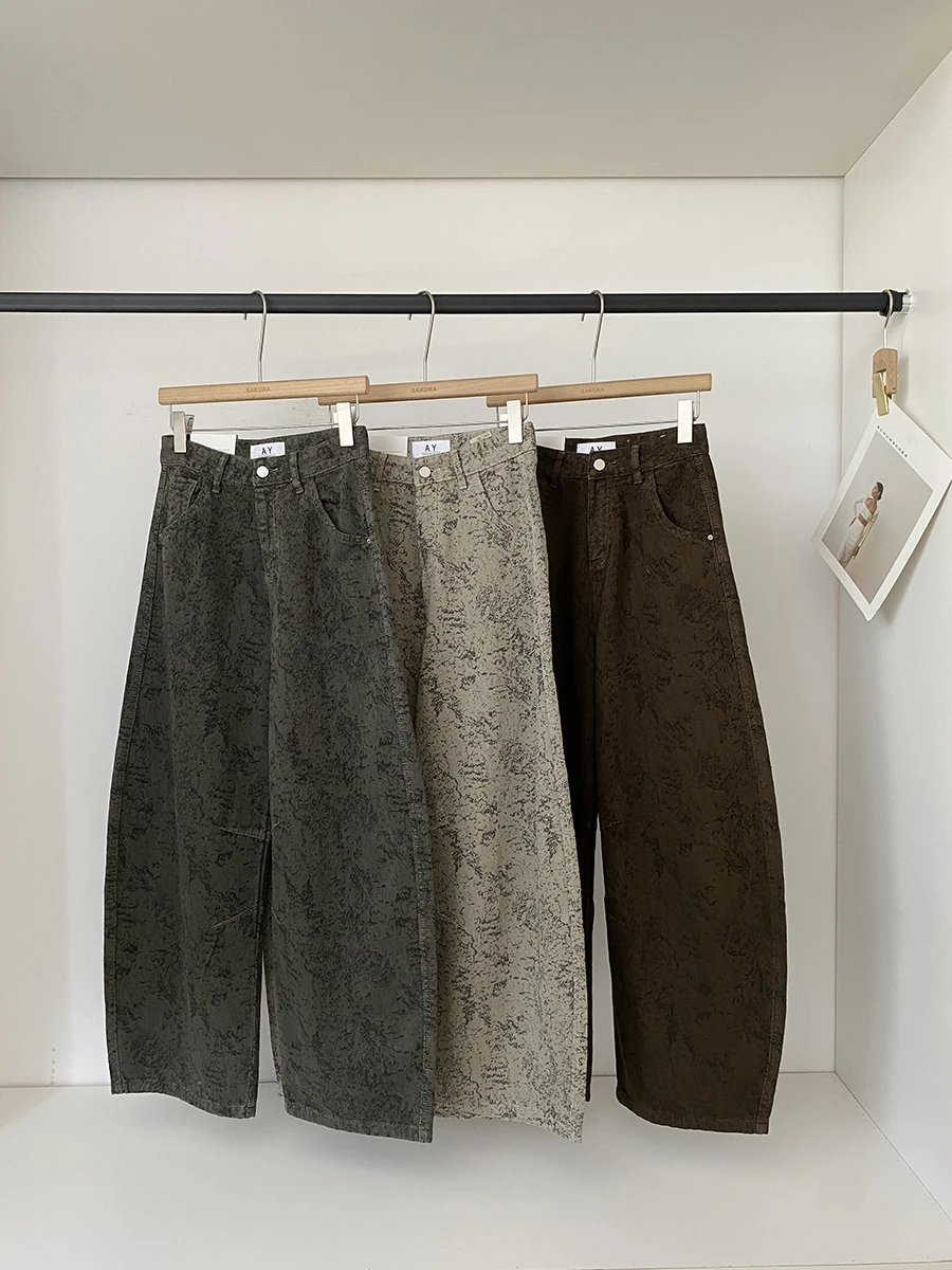 

Spring 2026 High Waist Slim Fit Denim Pants Korean Style Retro Versatile Wide Leg Pants for Women Fashionable Commute Ready