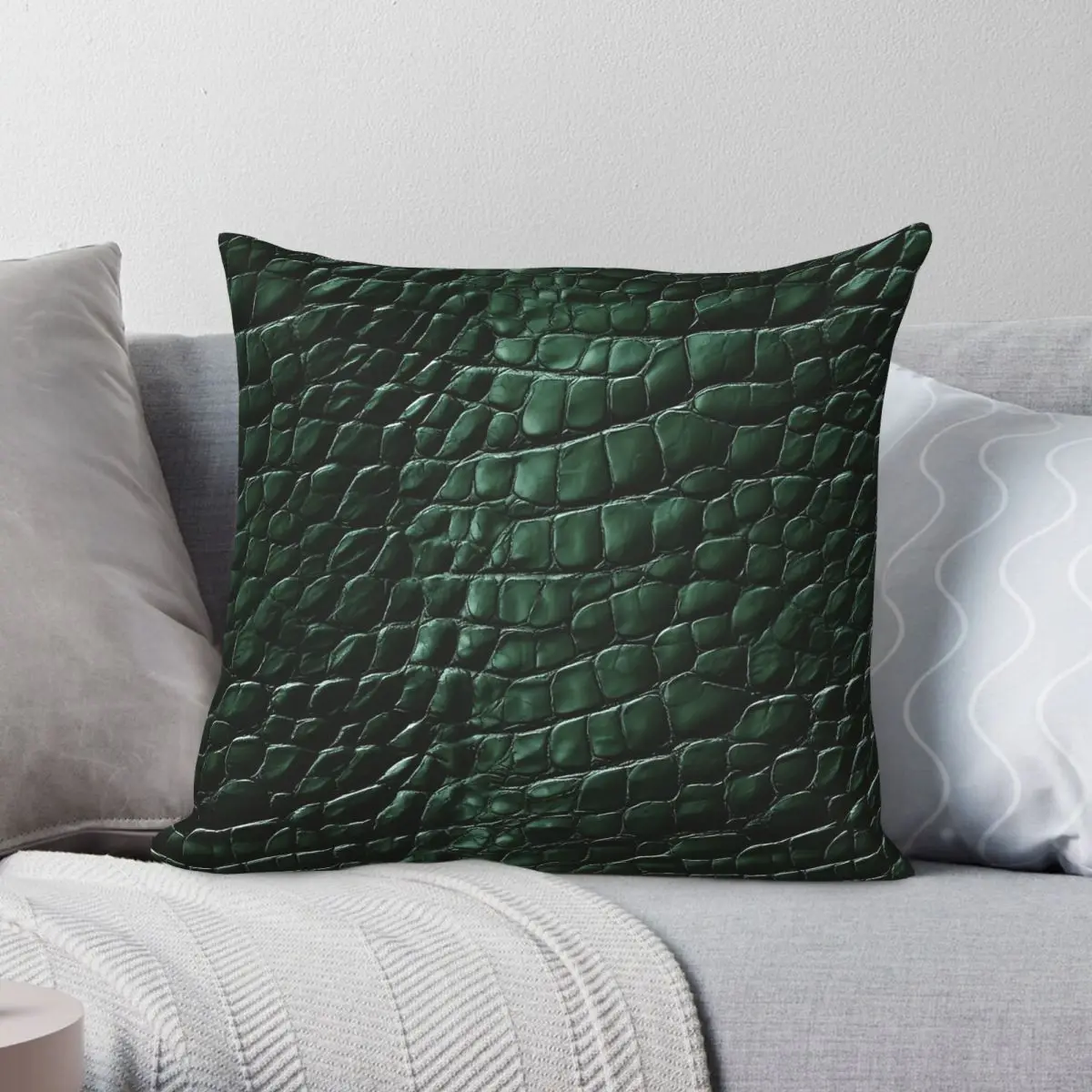Crocodile Reptile Skin Square Pillowcase Polyester Linen Velvet Creative Zip Decorative Home Cushion Cover Wholesale