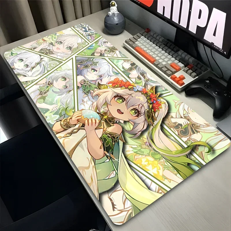 CIFBUY Genshin Impact Wanderer Anime Collage Print Extended Gaming Desk Mat Non‑Slip Computer Keyboard Pad Kawaii Game Mousepad