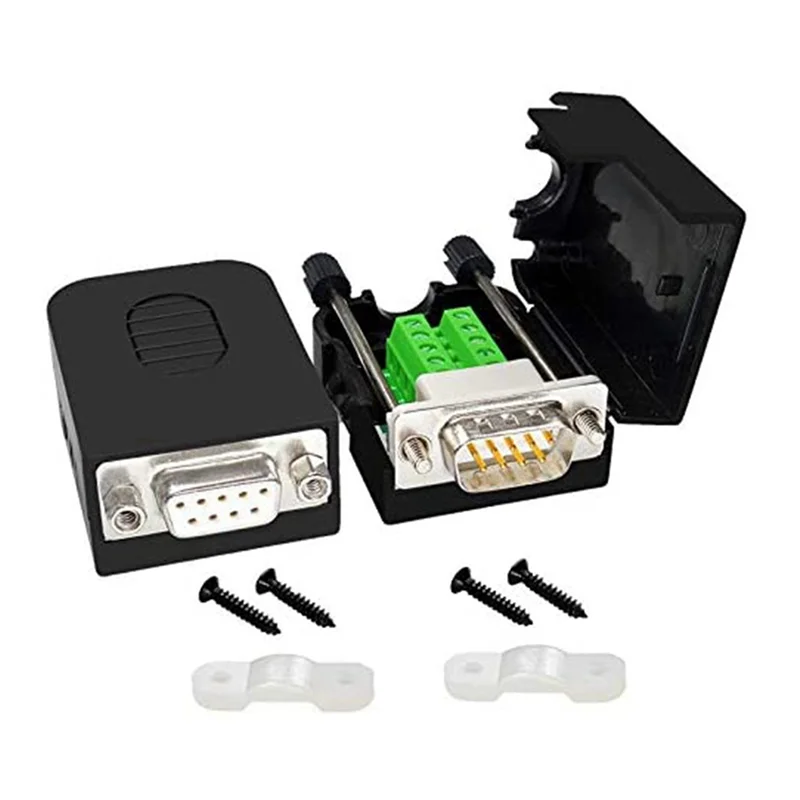 

2025 Hot Style DB9 Solderless Connector RS232 D-SUB Serial To 9-Pin Port Terminal Male Female Adapter With Case 10Pcs-Male+10Pcs