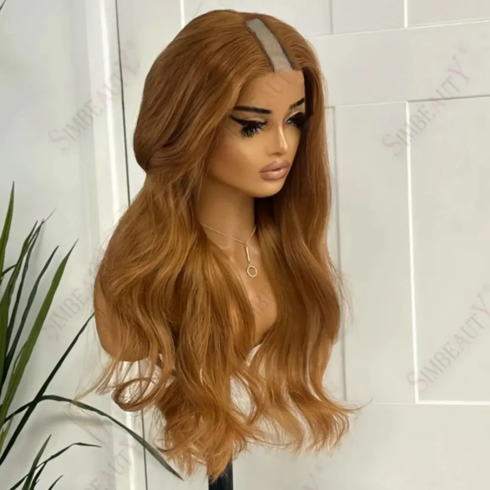 

Ginger Orange Brown U Part Wig Human Hair Adjustable Natural Wave Glueless 1*4 Size V Part Wig Human Hair Easy Wear for Women