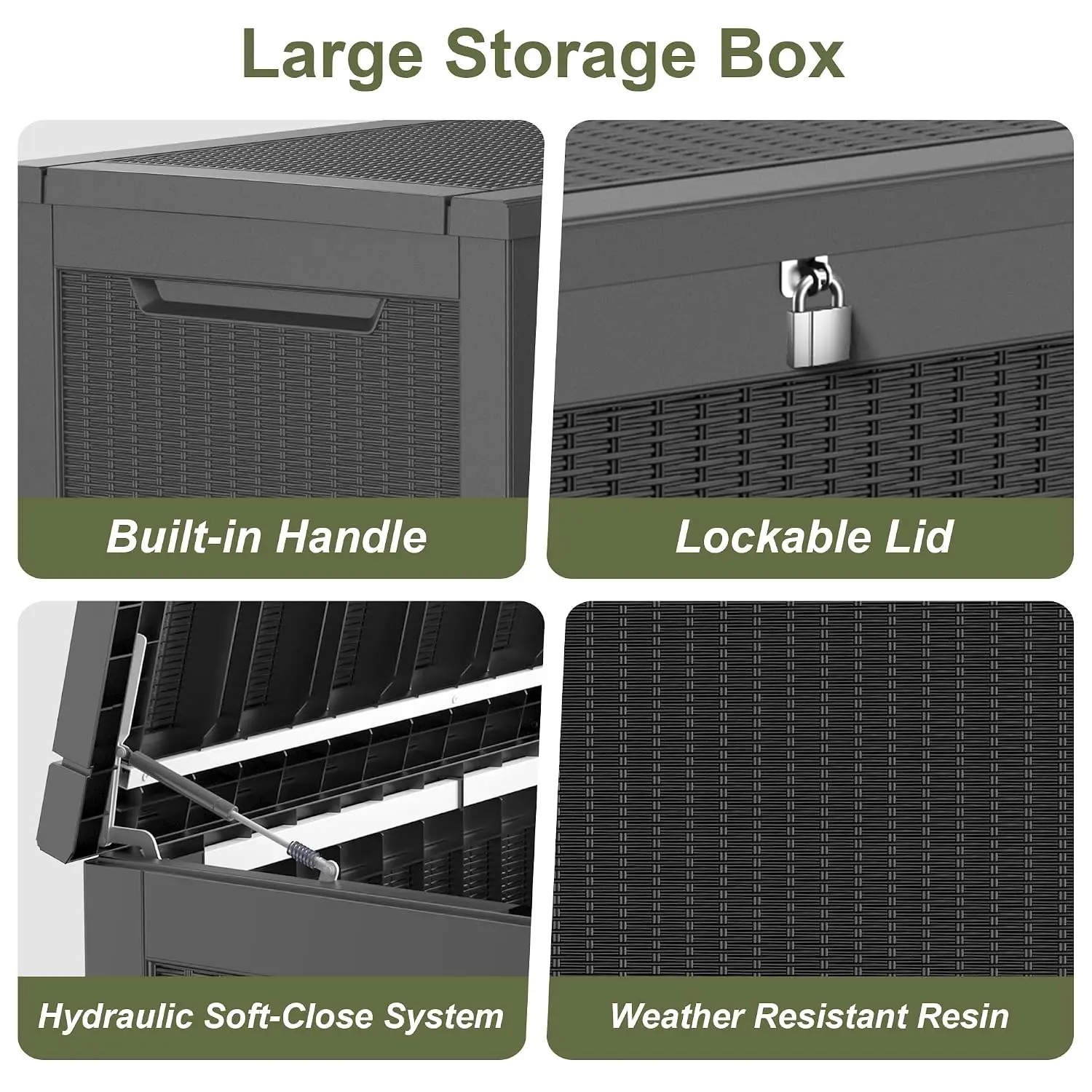 350 Gallon Outdoor Storage Box Waterproof Lockable Deck Box