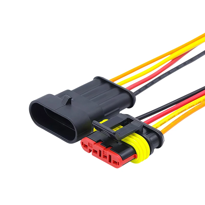4Pin Waterproof AMP Automotive Connector 18AWG Male Female Plug Socket Wire Quick Disconnect Car Truck Motorcycle